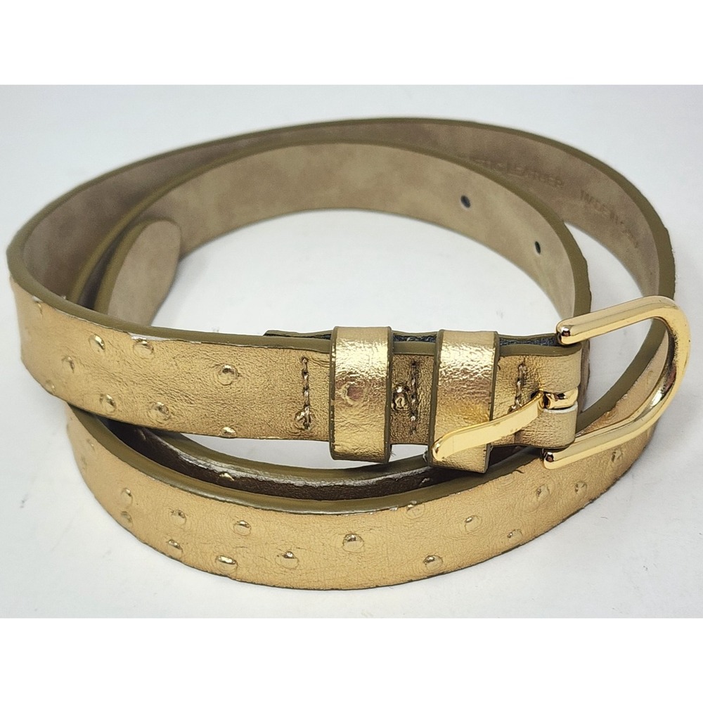 Banana Republic Gold Faux Leather Belt Women's 29" Ostrich Embossed